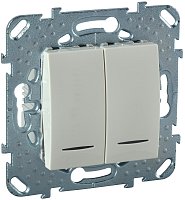 Выключатель с подсветкой без рамки Schneider Electric Unica 2-кл. бежевый 